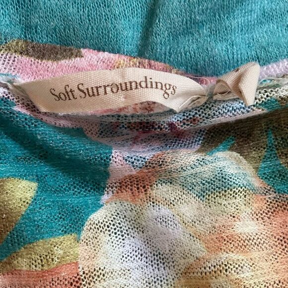 Soft Surroundings Turquoise Floral Print Lightweight Tunic Blouse Size Small - Picture 6 of 8